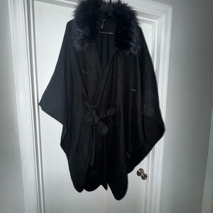 Torrid Black Cape with Faux Fur Collar